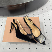 GIANVITO ROSSI 26S HIGH-HEEL SLINGBACKS 85 MM IN BLACK VELVET