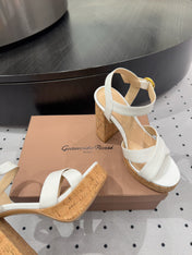 GIANVITO ROSSI 26S CROSS-STRAP SANDALS 115 MM IN WHITE CALFSKIN