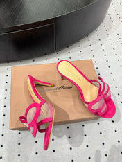 GIANVITO ROSSI 26S BUTTERFLY HIGH-HEEL SANDALS 80 MM IN DARK PINK SUEDE
