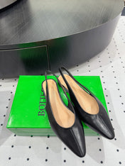 BOTTEGA VENETA 26S SLINGBACK FLATS IN BLACK CALFSKIN