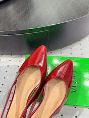 BOTTEGA VENETA 26S SLINGBACK FLATS IN RED CALFSKIN