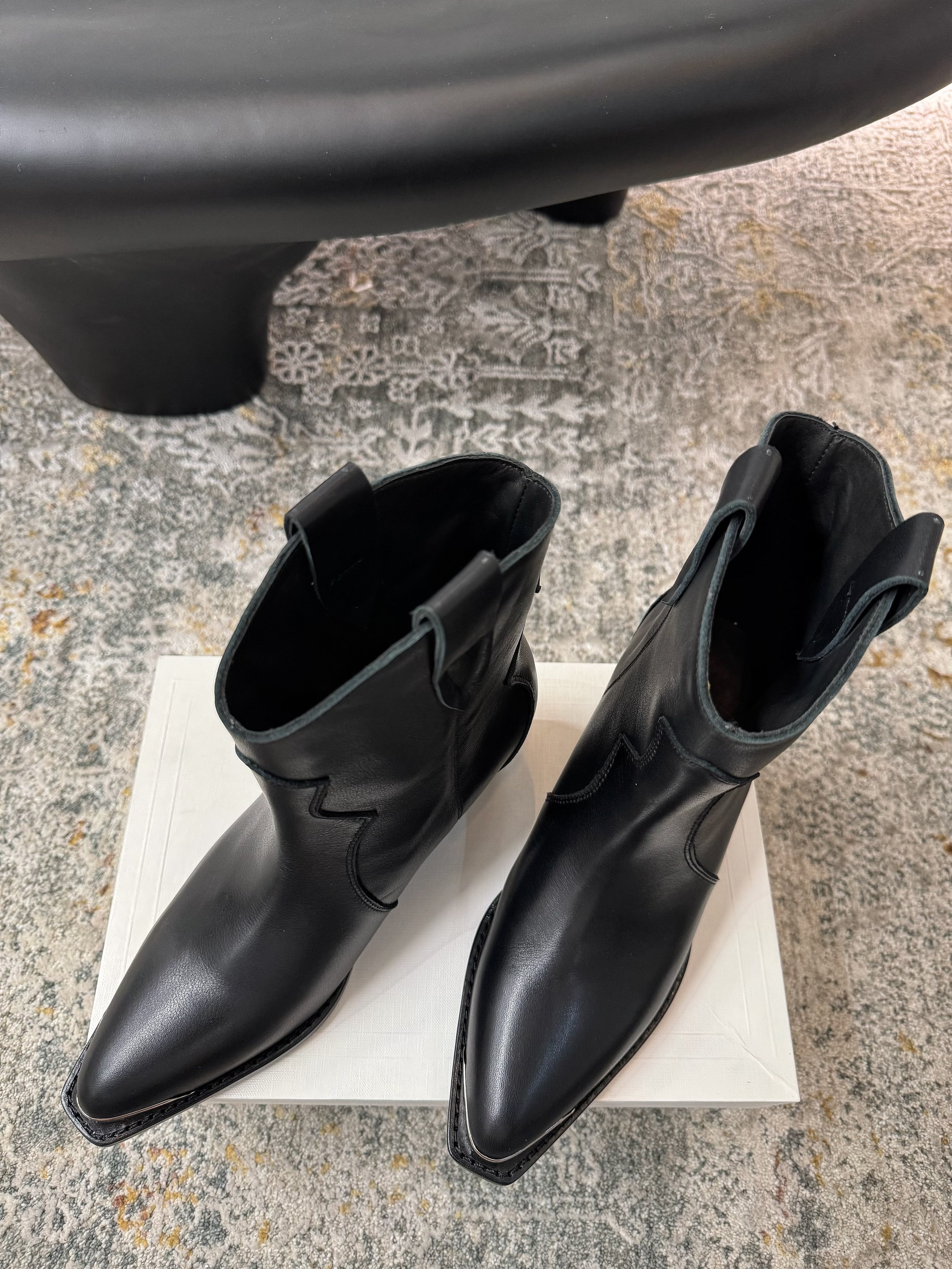 CELINE 26S ANKLE BOOTS 55 MM IN BLACK CALFSKIN