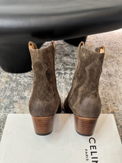 CELINE 26S ANKLE BOOTS 55 MM IN GRAYISH BROWN SUEDE
