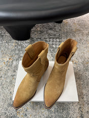 CELINE 26S ANKLE BOOTS 55 MM IN CAMEL BROWN SUEDE
