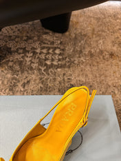 PRADA 25S SLINGBACK HIGH HEELS 75 MM IN YELLOW EMBOSSED COWHIDE