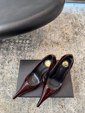 YSL 26S HEELED SHOES 110 MM IN DARK RED GLOSSY CALFSKIN