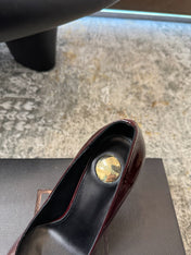 YSL 26S HEELED SHOES 110 MM IN DARK RED GLOSSY CALFSKIN