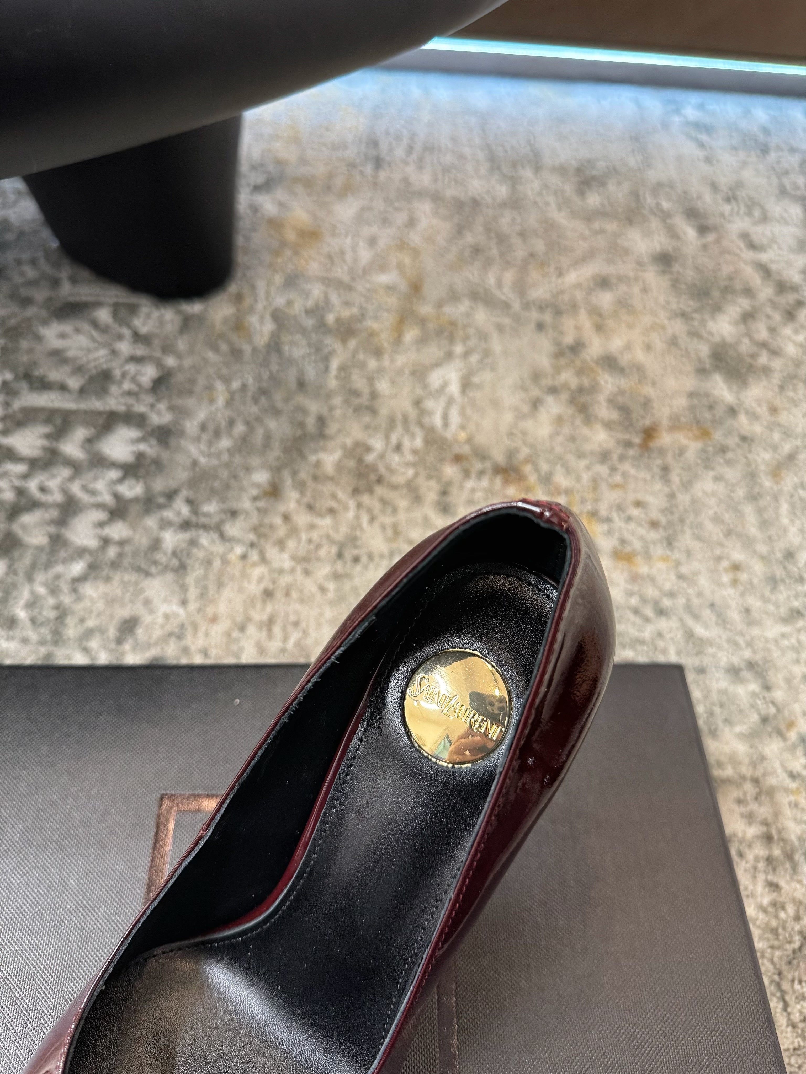 YSL 26S HEELED SHOES 110 MM IN DARK RED GLOSSY CALFSKIN