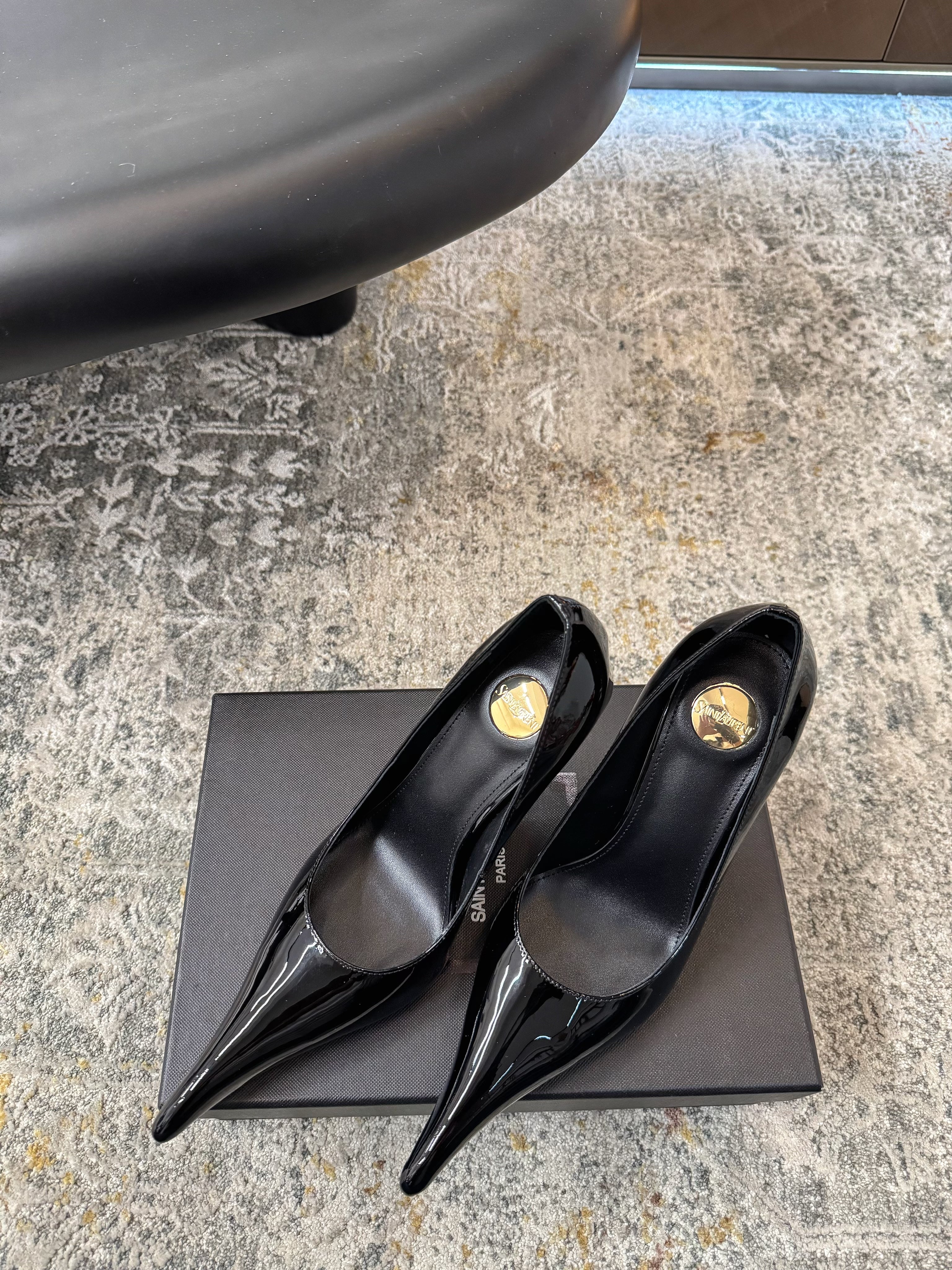 YSL 26S HEELED SHOES 110 MM IN BLACK GLOSSY CALFSKIN