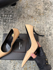 YSL 26S HEELED SHOES 110 MM IN WARM NUDE GLOSSY CALFSKIN