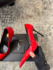 YSL 26S HEELED SHOES 110 MM IN RED GLOSSY CALFSKIN