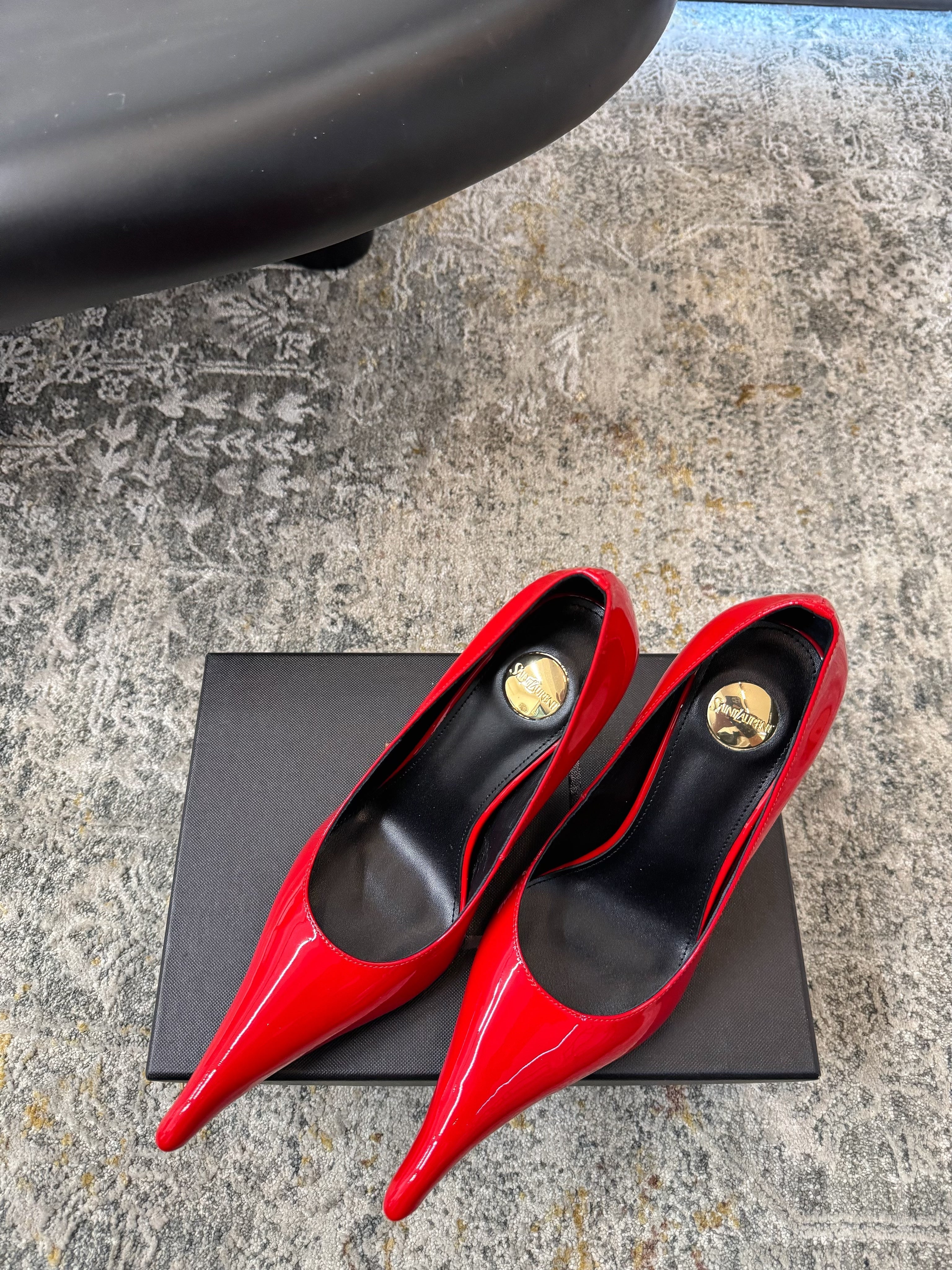 YSL 26S HEELED SHOES 110 MM IN RED GLOSSY CALFSKIN
