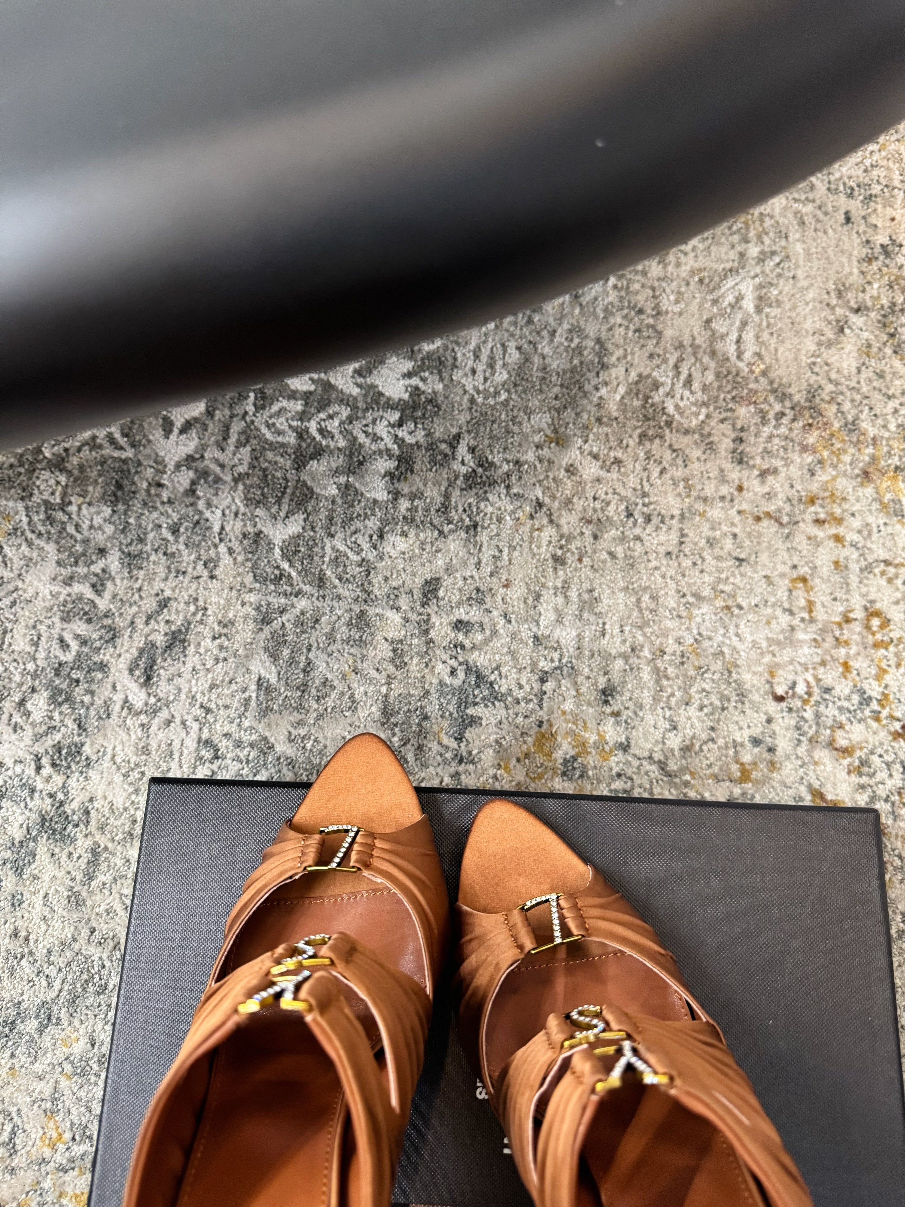 YSL 26S HEELED SANDALS 100 MM IN CLAY BROWN FABRIC