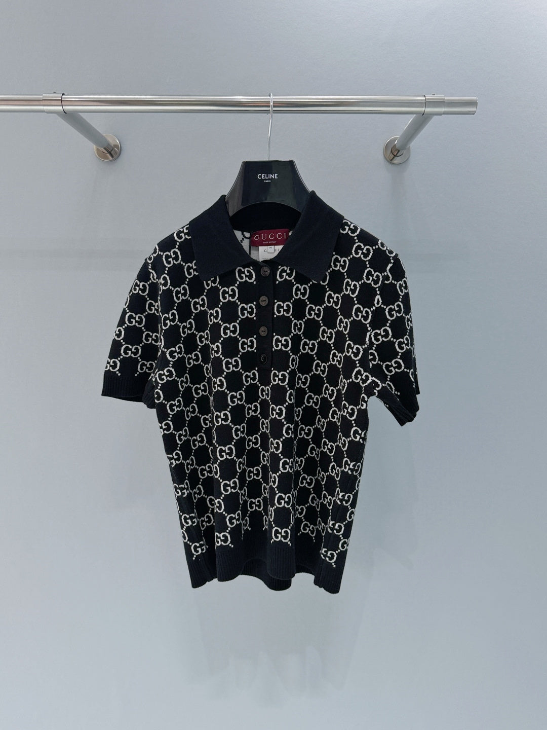 GUCCI 26S SHORT-SLEEVE KNIT POLO SHIRT 248