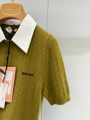 MIUMIU 26S SHORT-SLEEVED KNIT POLO SHIRT STYLE 1062
