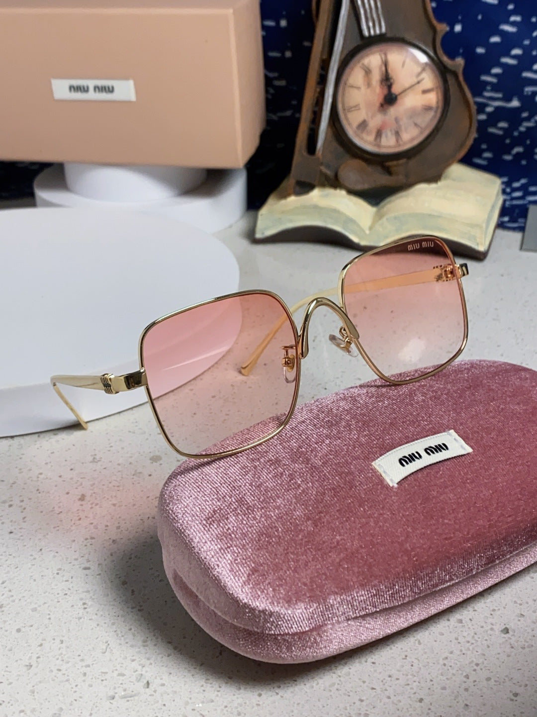 MIUMIU 26S SQUARE GEOMETRIC FRAME IN METAL 445239