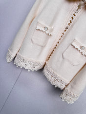 CHANEL 25S KNIT CARDIGAN WITH LACE COLLAR 417