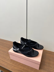 THONG SANDALS IN BLACK SUEDE MIX TECH FABRIC
