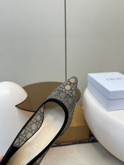POINTED TOE HEELS 55MM IN BLACK MESH WITH RHINESTONES