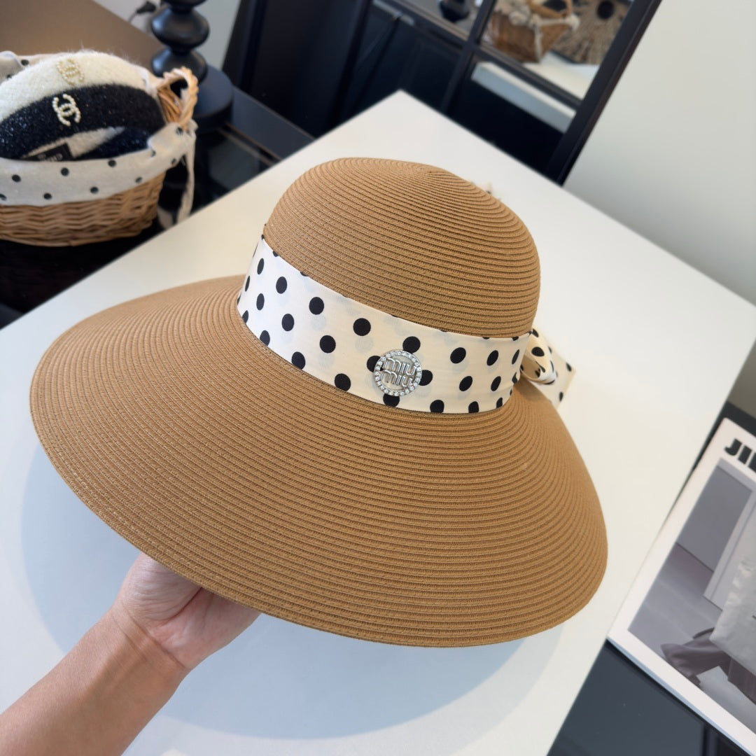 MIUMIU WIDE-BRIM BUCKET HAT WITH BOW STYLE 55