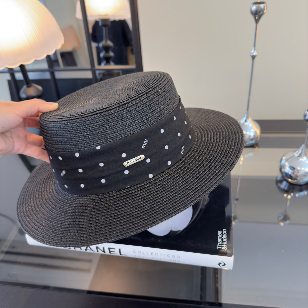 MIUMIU FLAT-BRIM STRAW HAT STYLE 14