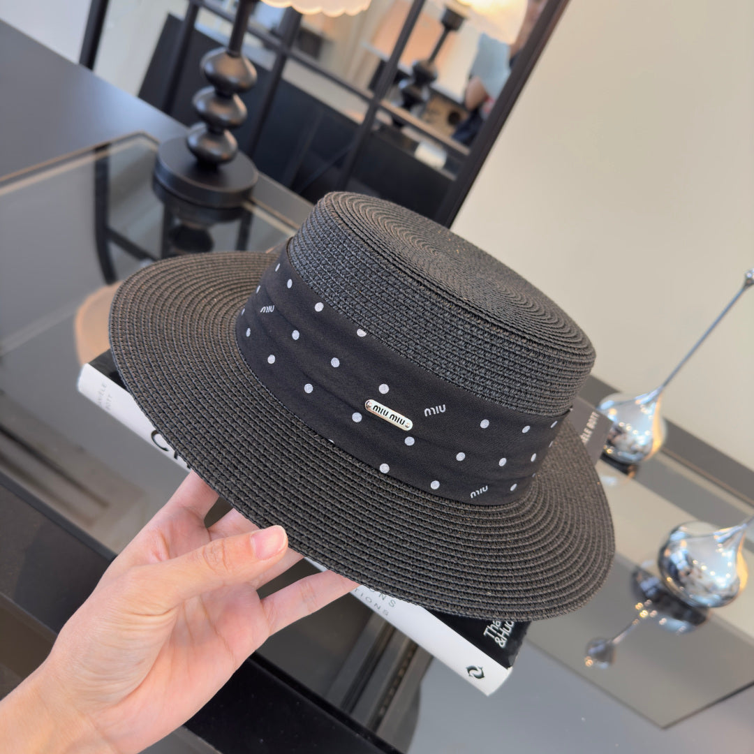 MIUMIU FLAT-BRIM STRAW HAT STYLE 14
