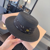 MIUMIU FLAT-BRIM STRAW HAT STYLE 9