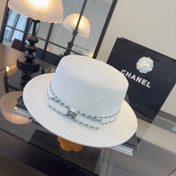 CHANEL 26S FLAT-BRIM STRAW HAT 338059