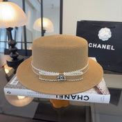 CHANEL 26S FLAT-BRIM STRAW HAT 338060