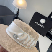 CHANEL 26S RIBBON-EMBELLISHED STRAW BOATER HAT 335893