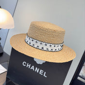 CHANEL 26S FLAT-BRIM STRAW HAT 338047