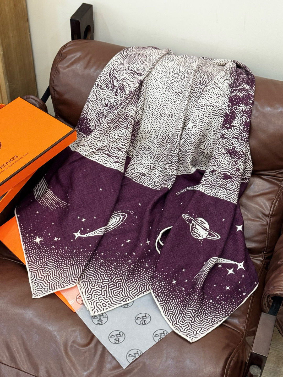 HERMES 25S SCARF 140 IN SILK CASHMERE 987419