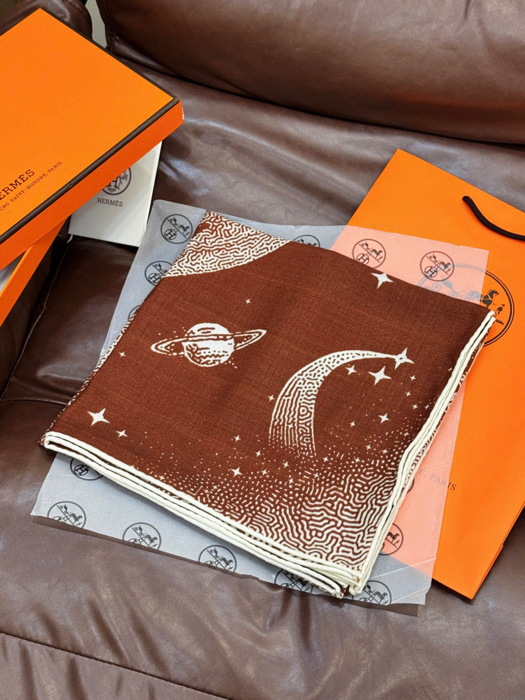 HERMES 25S SCARF 140 IN SILK CASHMERE 987420