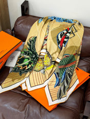 HERMES 25S SCARF 140 IN SILK CASHMERE 989487