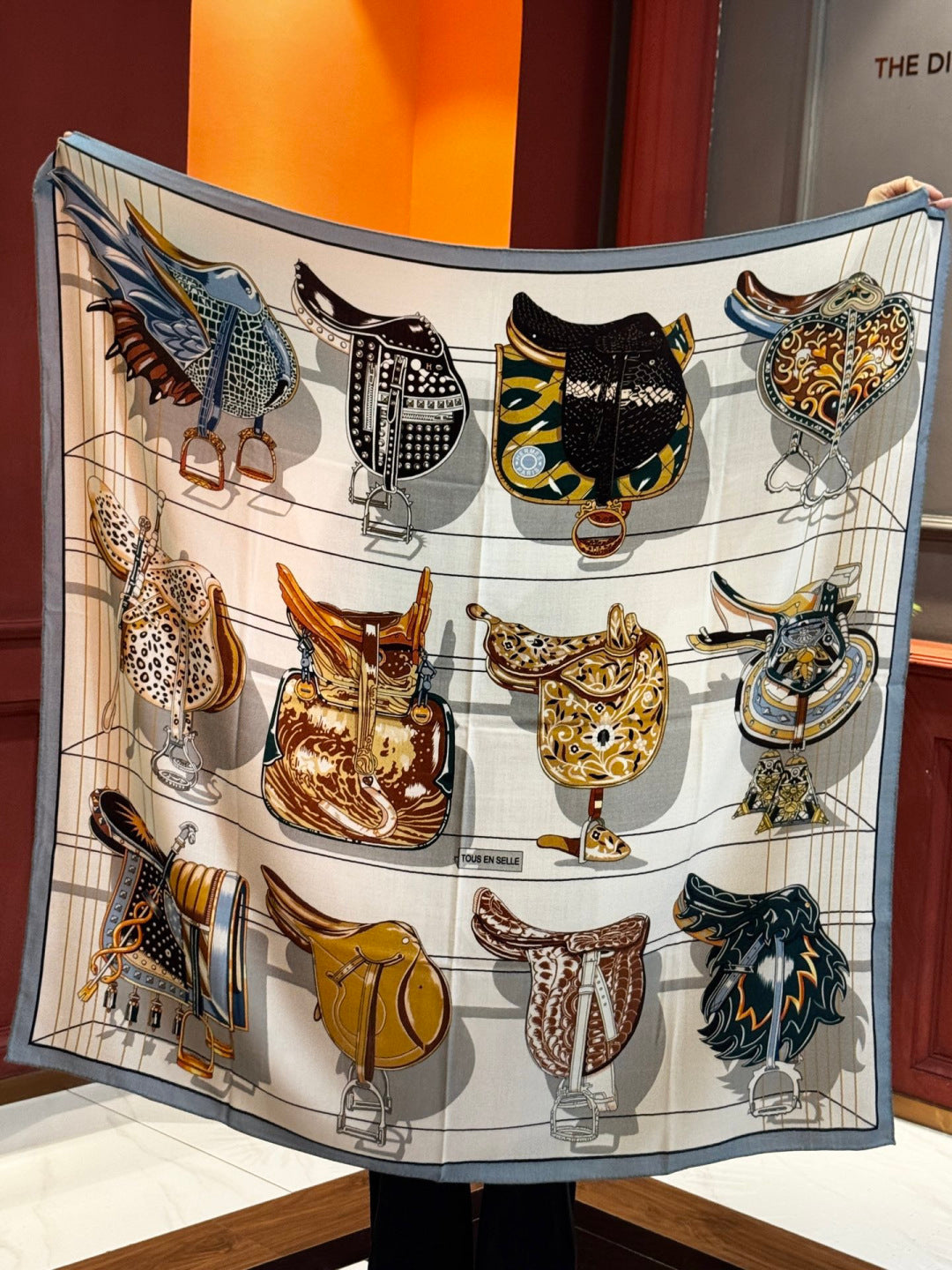 HERMES 25S SCARF 140 IN SILK CASHMERE 989488