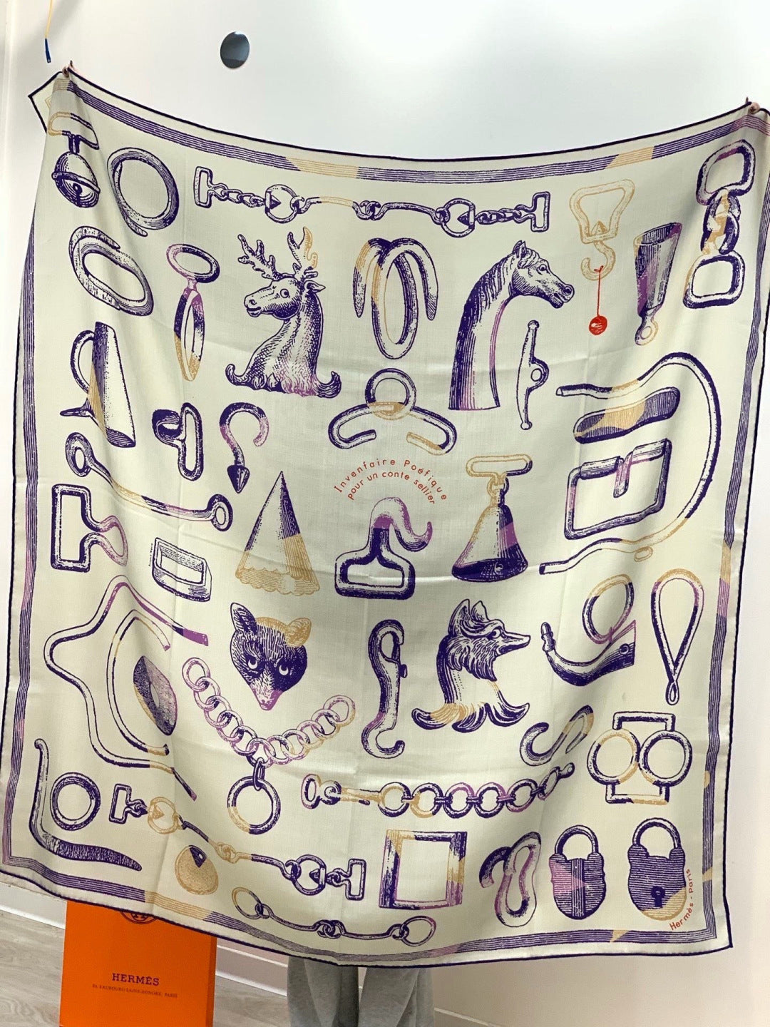 HERMES 26S SCARF 140 IN CASHMERE AND SILK 303155