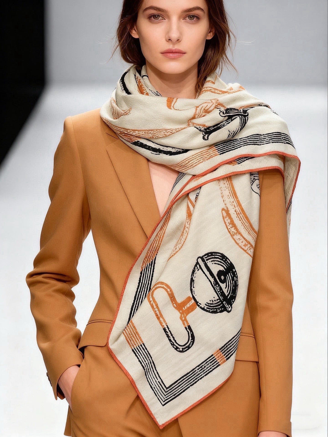HERMES 26S SCARF 140 IN CASHMERE AND SILK 303159