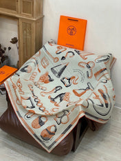 HERMES 26S SCARF 140 IN CASHMERE AND SILK 303159