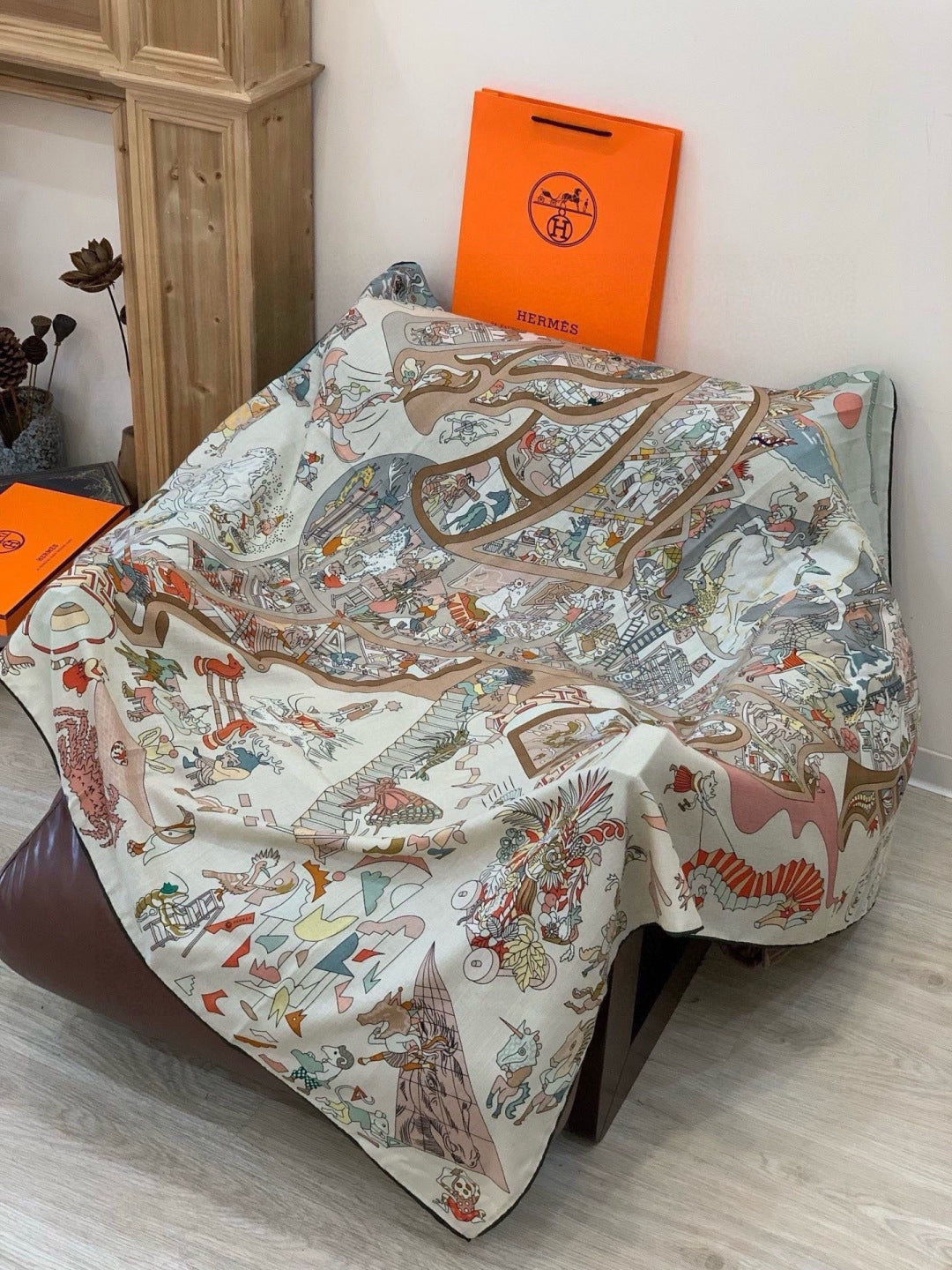 HERMES 26S SCARF 135 IN CASHMERE AND SILK 304247