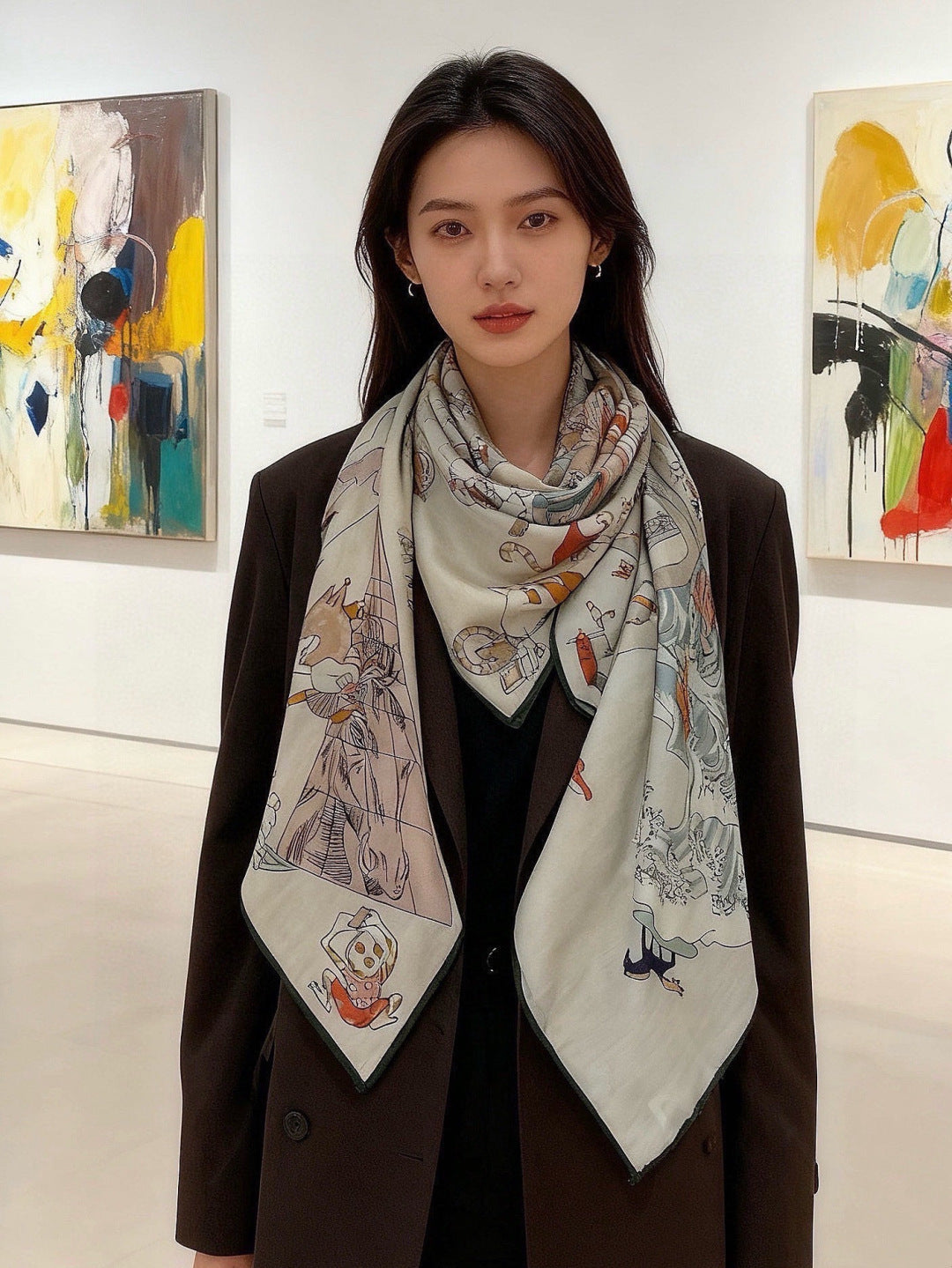 HERMES 26S SCARF 135 IN CASHMERE AND SILK 304247