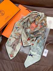 HERMES 26S SCARF 135 IN CASHMERE AND SILK 304248