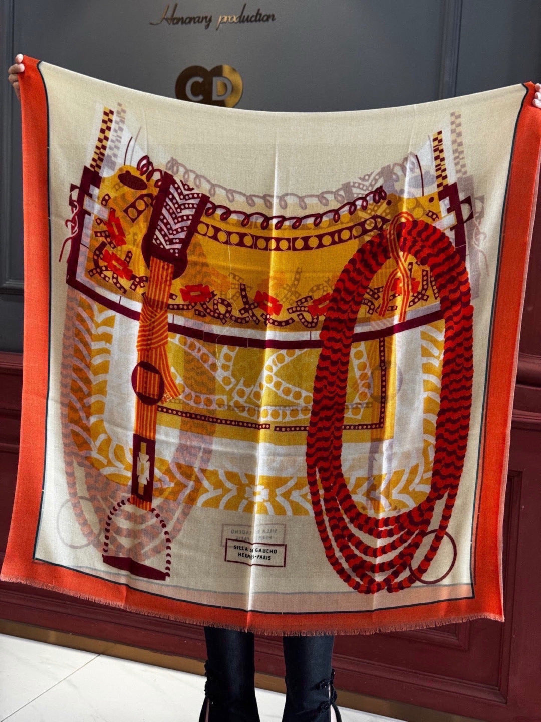 HERMES 26S LONG SCARF 200 IN CASHMERE AND SILK 306085