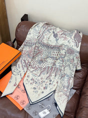 HERMES 26S PRINTED SQUARE SCARF 135 IN SILK 311976