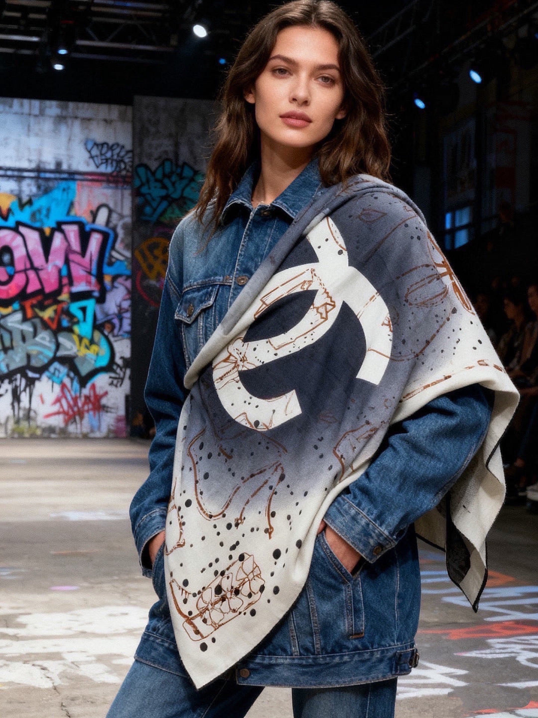 CHANEL 26S SCARF 140 IN SILK AND CASHMERE 313316