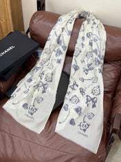 CHANEL 26S PRINTED SHAWL 200 IN SILK 313395