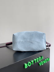 SMALL PINACOTECA REVERSIBLE TOTE BAG 24 IN MADDER BROWN LAMBSKIN AND LIGHT BLUE SUEDE