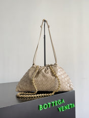 BOTTEGA VENETA 25S DUSTBAG NOTTE 33 IN WARM BEIGE CALFSKIN GOLD HARDWARE