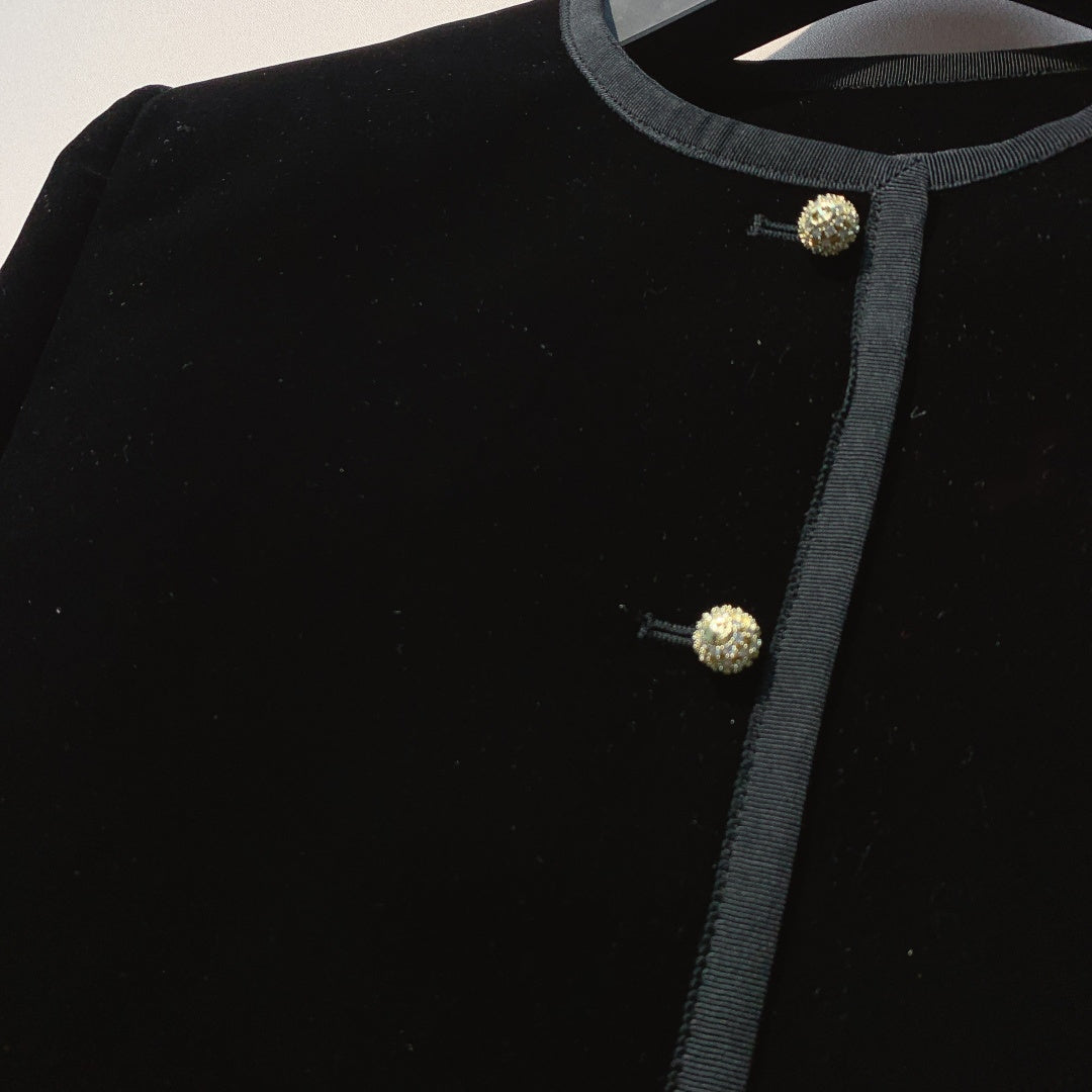 DIOR 25S ROUND-NECK VELVET JACKET 699