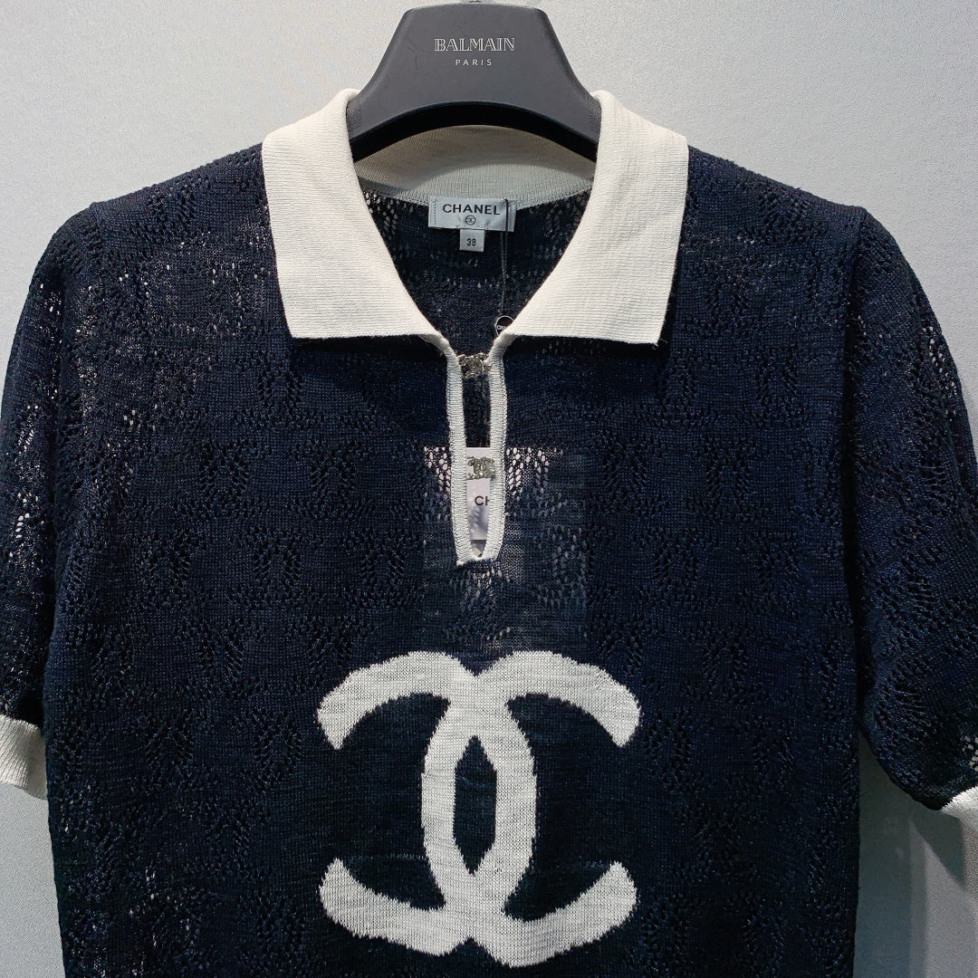 CHANEL 26S SHORT SLEEVE KNIT POLO STYLE 1248