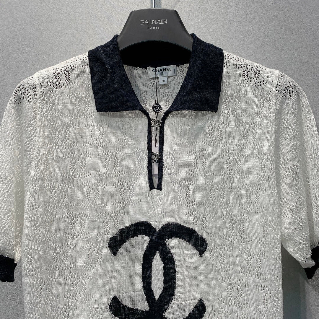CHANEL 26S SHORT SLEEVE KNIT POLO STYLE 1247